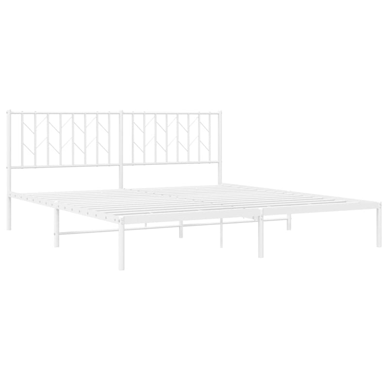 Metal Bed Frame without Mattress with Headboard White 183x203 cm King