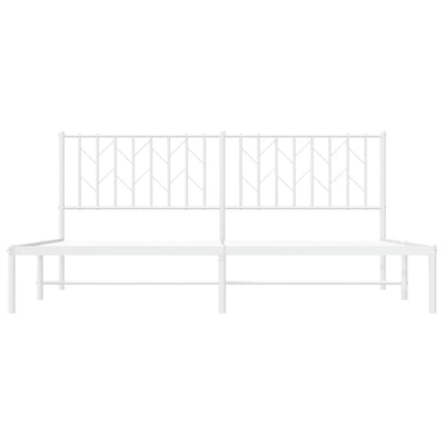 Metal Bed Frame without Mattress with Headboard White 183x203 cm King