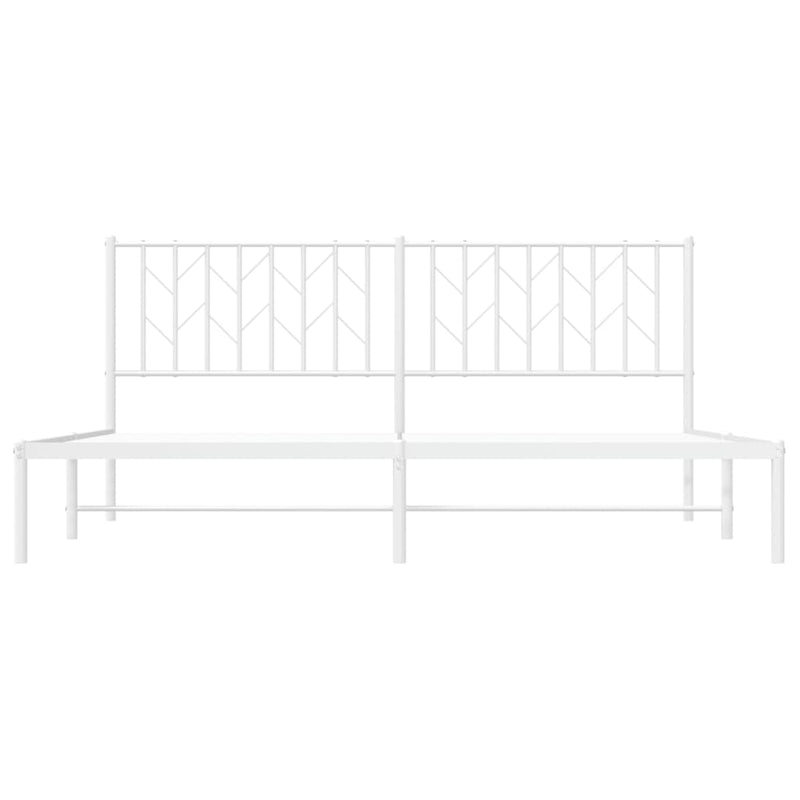 Metal Bed Frame without Mattress with Headboard White 183x203 cm King