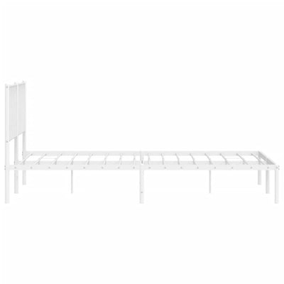 Metal Bed Frame without Mattress with Headboard White 183x203 cm King