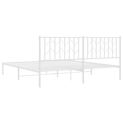 Metal Bed Frame without Mattress with Headboard White 183x203 cm King