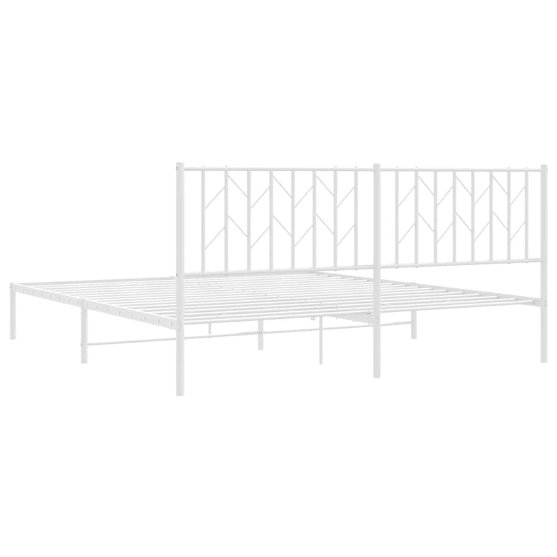 Metal Bed Frame without Mattress with Headboard White 183x203 cm King