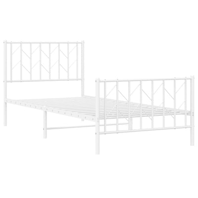 Metal Bed Frame without Mattress with Footboard White 90x190 cm