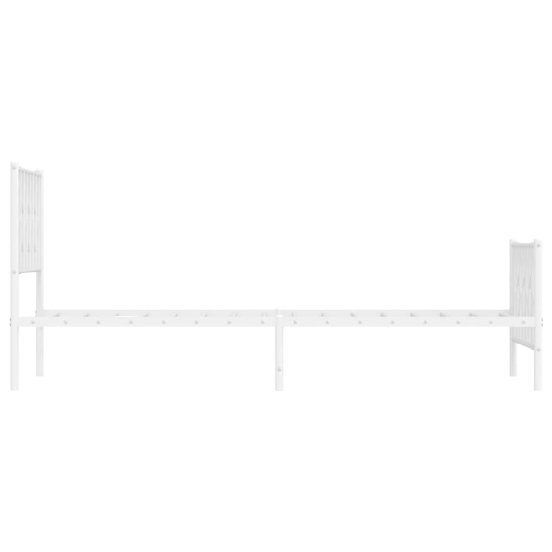 Metal Bed Frame without Mattress with Footboard White 90x190 cm