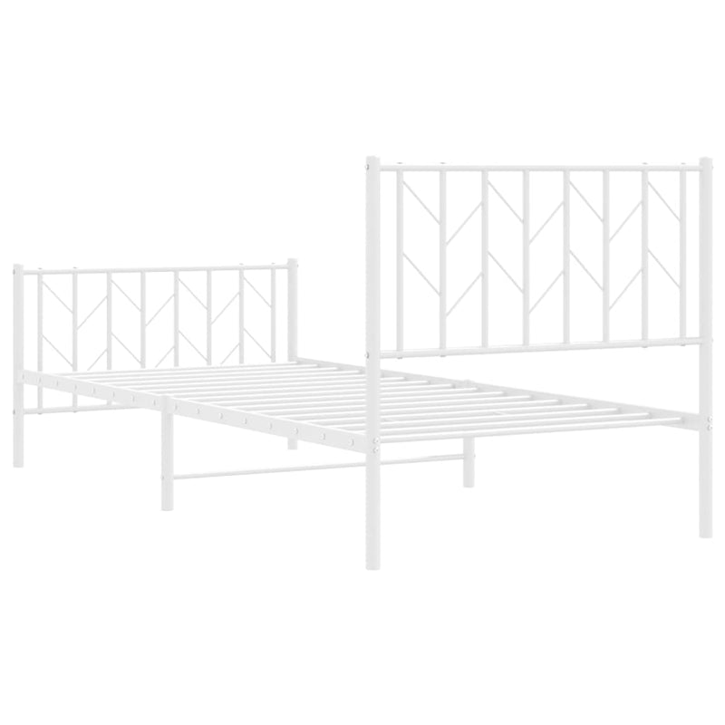 Metal Bed Frame without Mattress with Footboard White 90x190 cm