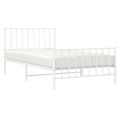 Metal Bed Frame without Mattress with Footboard White 107x203 cm King Single