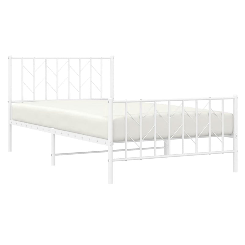 Metal Bed Frame without Mattress with Footboard White 107x203 cm King Single