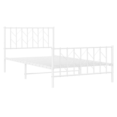 Metal Bed Frame without Mattress with Footboard White 107x203 cm King Single