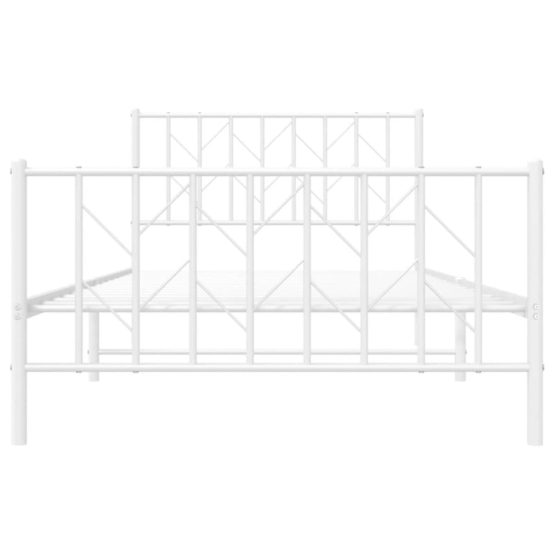 Metal Bed Frame without Mattress with Footboard White 107x203 cm King Single