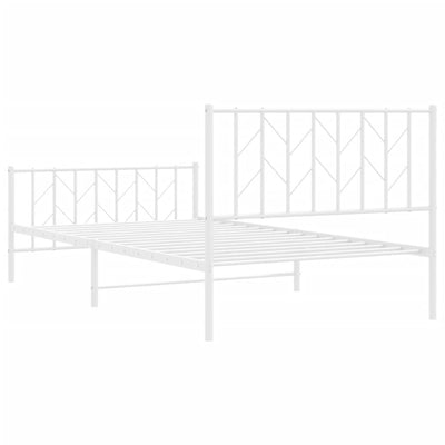 Metal Bed Frame without Mattress with Footboard White 107x203 cm King Single