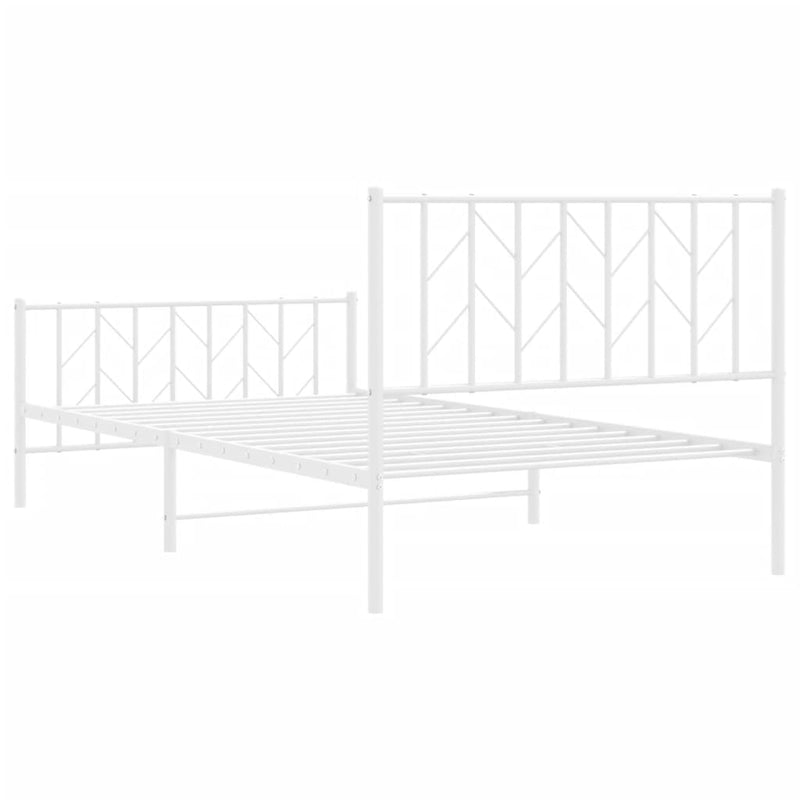 Metal Bed Frame without Mattress with Footboard White 107x203 cm King Single