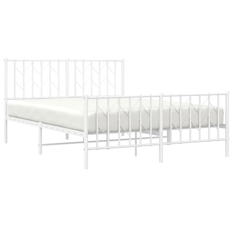 Metal Bed Frame without Mattress with Footboard White 135x190 cm