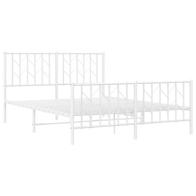 Metal Bed Frame without Mattress with Footboard White 135x190 cm