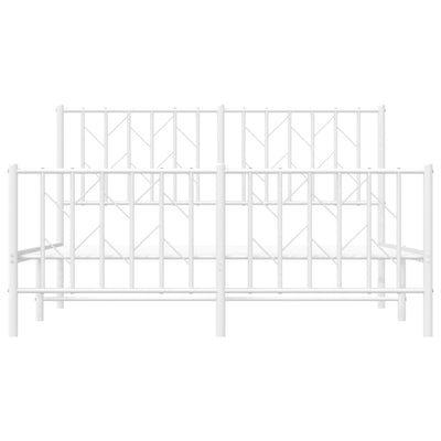 Metal Bed Frame without Mattress with Footboard White 135x190 cm