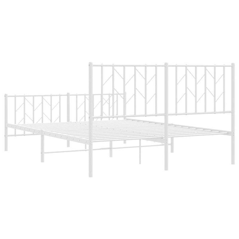 Metal Bed Frame without Mattress with Footboard White 135x190 cm