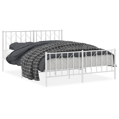 Metal Bed Frame without Mattress with Footboard White 150x200 cm