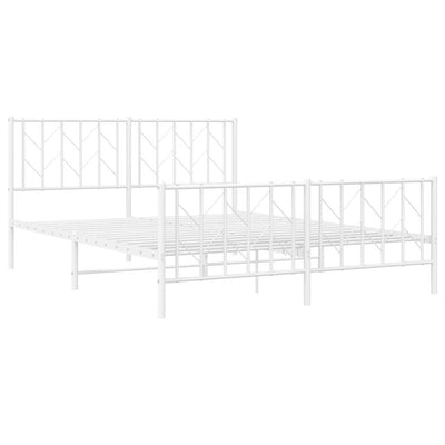 Metal Bed Frame without Mattress with Footboard White 150x200 cm