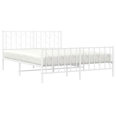 Metal Bed Frame without Mattress with Footboard White 150x200 cm