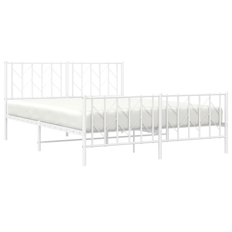 Metal Bed Frame without Mattress with Footboard White 150x200 cm