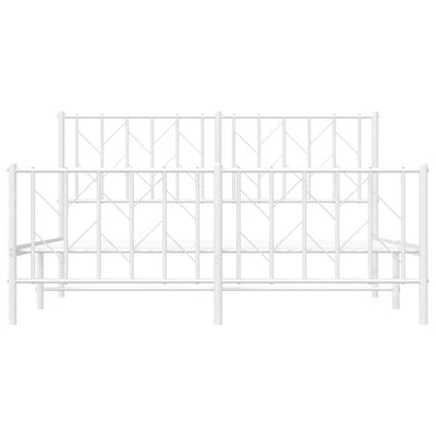 Metal Bed Frame without Mattress with Footboard White 150x200 cm