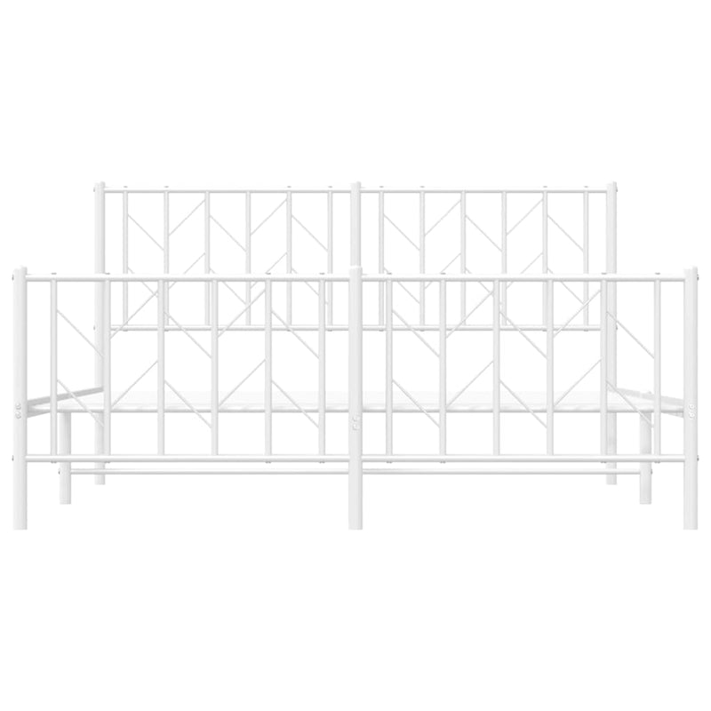 Metal Bed Frame without Mattress with Footboard White 150x200 cm