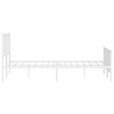Metal Bed Frame with Headboard and Footboard White 183x203 cm King Size