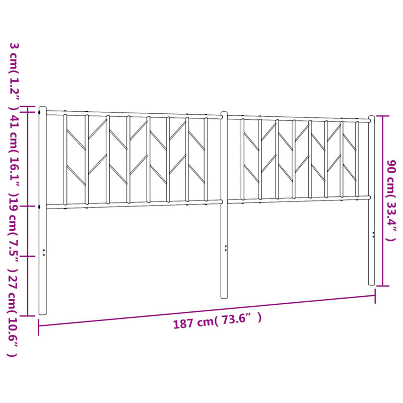 Metal Headboard White 183 cm King
