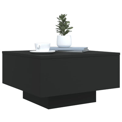 Coffee Table with LED Lights Black 55x55x31 cm