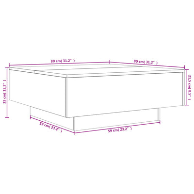 Coffee Table White 80x80x31 cm Engineered Wood