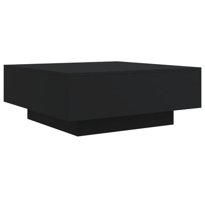 Coffee Table with LED Lights Black 80x80x31 cm