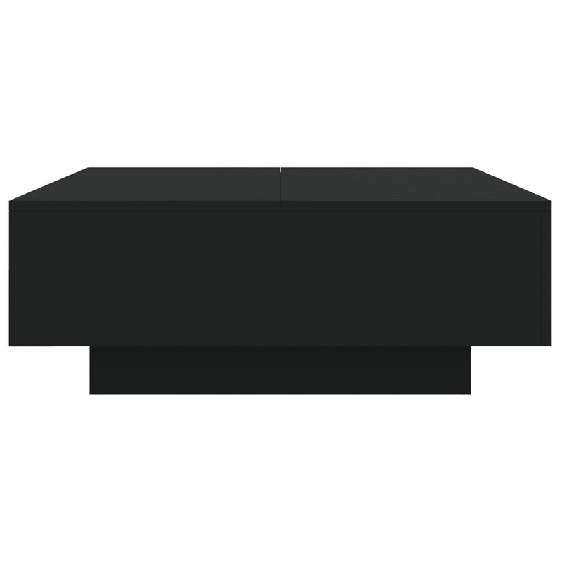 Coffee Table with LED Lights Black 80x80x31 cm