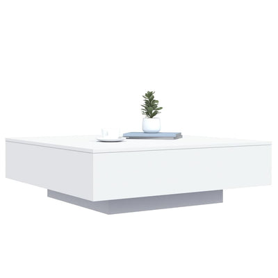 Coffee Table with LED Lights White 100x100x31 cm