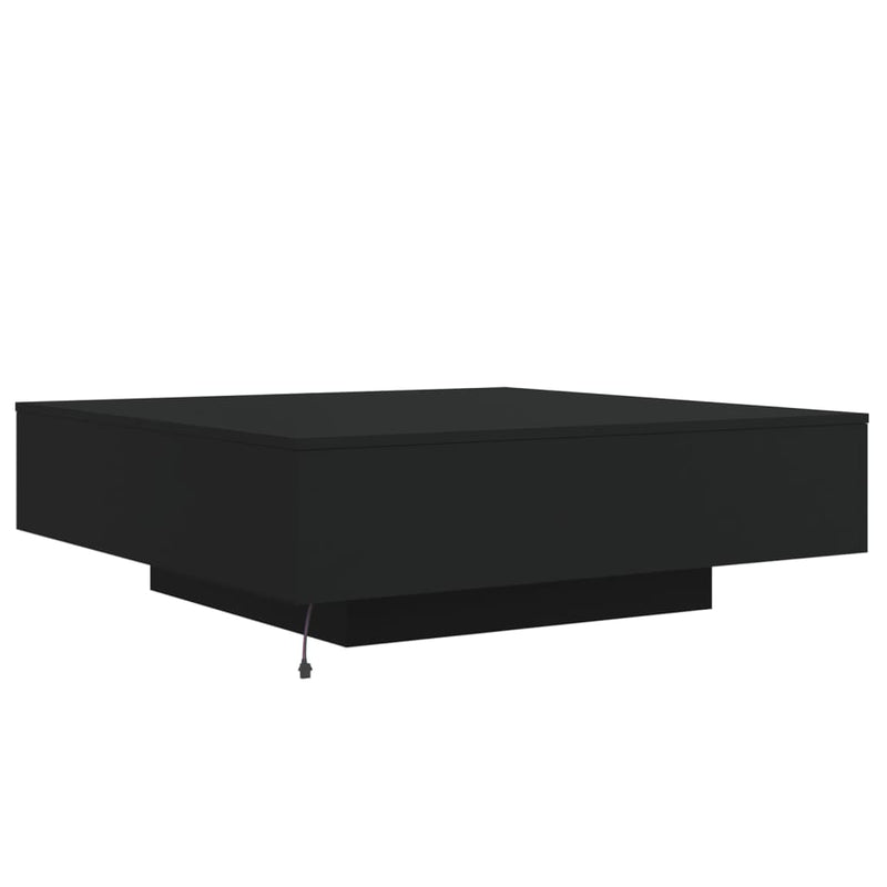 Coffee Table with LED Lights Black 100x100x31 cm