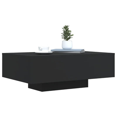 Coffee Table with LED Lights Black 85x55x31 cm