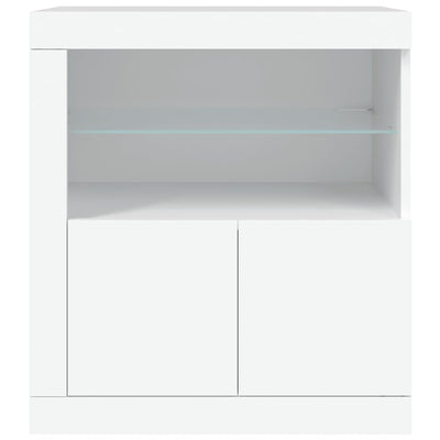 Sideboard with LED Lights White 60.5x37x67 cm