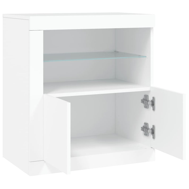 Sideboard with LED Lights White 60.5x37x67 cm