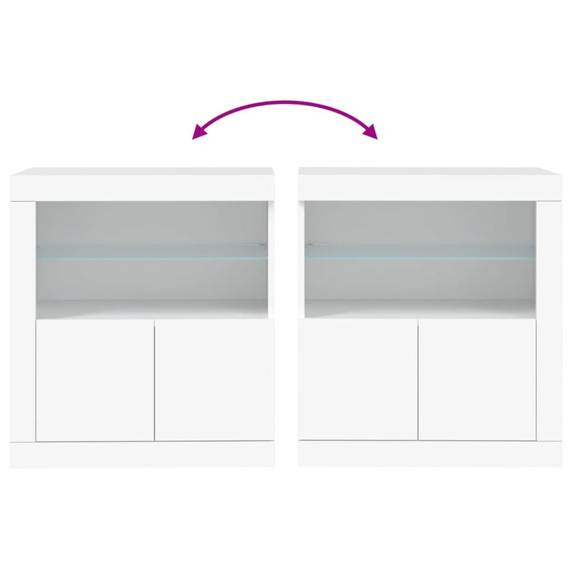 Sideboard with LED Lights White 60.5x37x67 cm