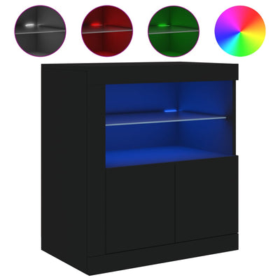 Sideboard with LED Lights Black 60.5x37x67 cm