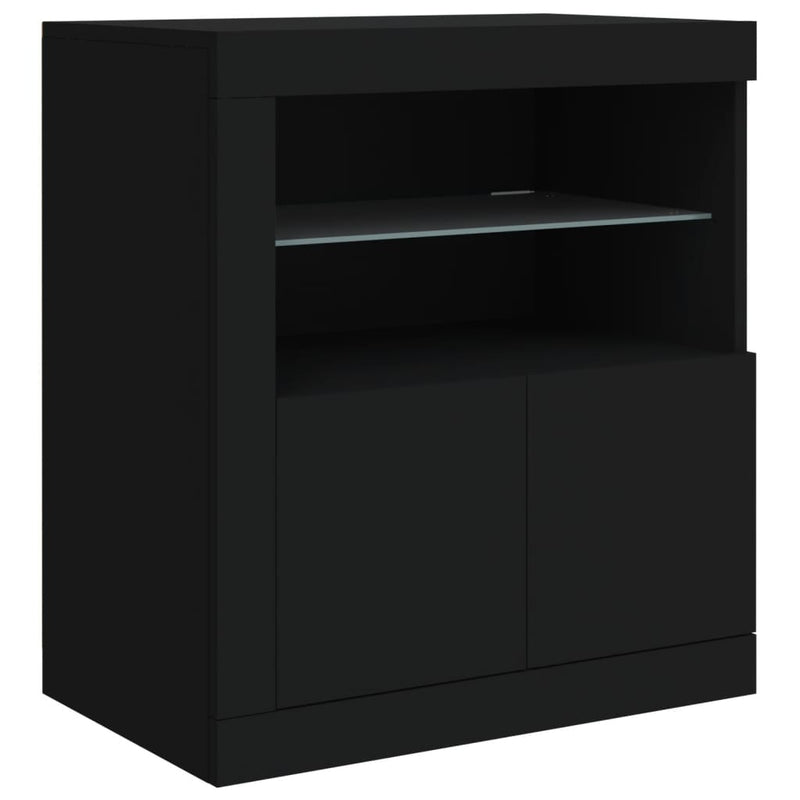 Sideboard with LED Lights Black 60.5x37x67 cm