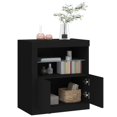 Sideboard with LED Lights Black 60.5x37x67 cm