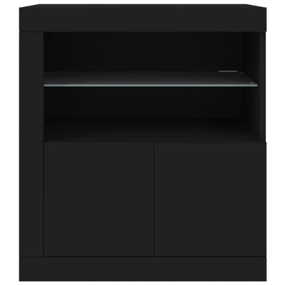 Sideboard with LED Lights Black 60.5x37x67 cm