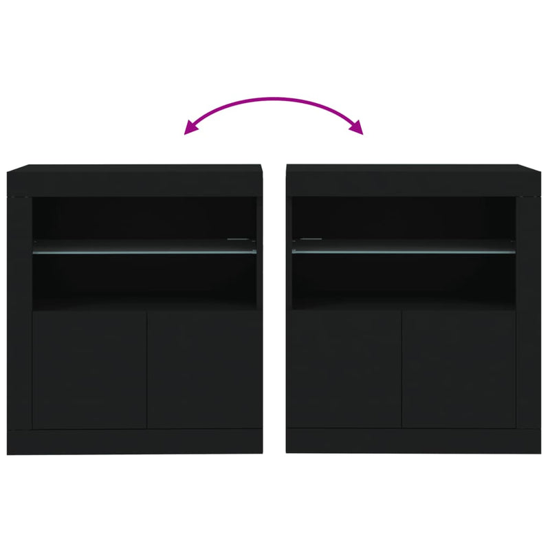 Sideboard with LED Lights Black 60.5x37x67 cm