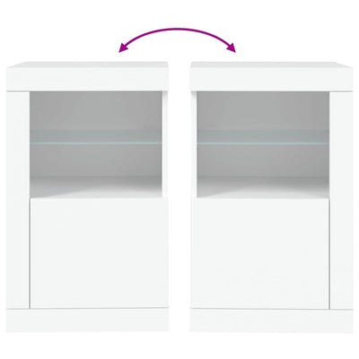 Side Cabinets with LED Lights 2 pcs White Engineered Wood