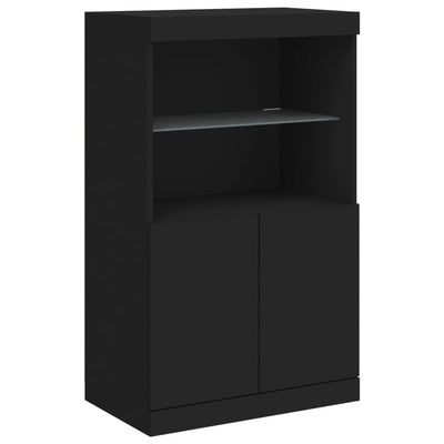 Sideboard with LED Lights Black 60.5x37x100 cm