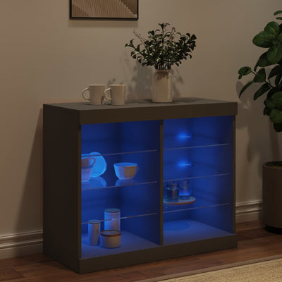 Sideboard with LED Lights Black 81x37x67 cm