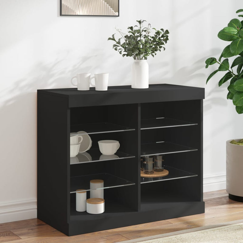 Sideboard with LED Lights Black 81x37x67 cm