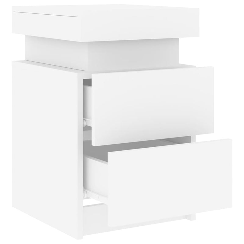Bedside Cabinet with LED Lights White 35x39x55 cm