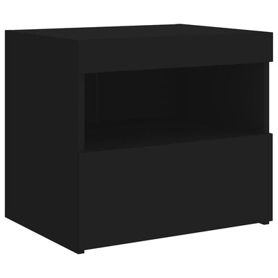 Bedside Cabinets with LED Lights 2 pcs Black 50x40x45 cm