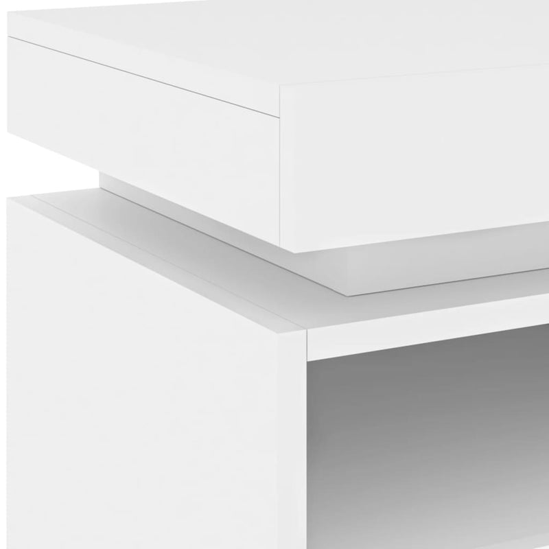 Bedside Cabinet with LED Lights White 40x39x48.5 cm