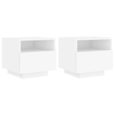 Bedside Cabinets with LED Lights 2 pcs White 40x39x37 cm